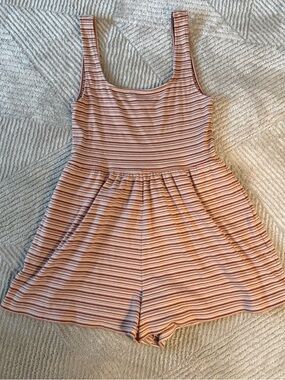 American Eagle Outfitters Pink and Orange Striped Tank Romper